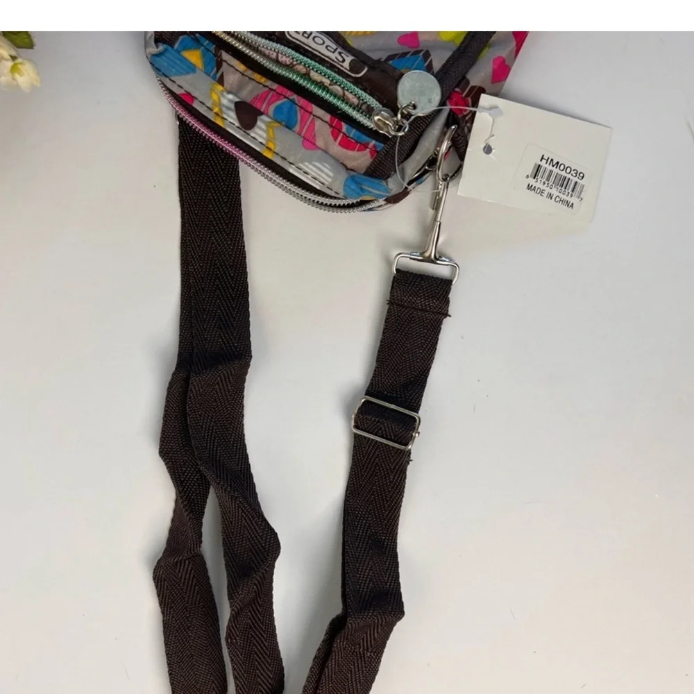 MOCK Lesportsac Inspired Heart Pattern Crossbody Bag - Multicolor - Picture 5 of 8